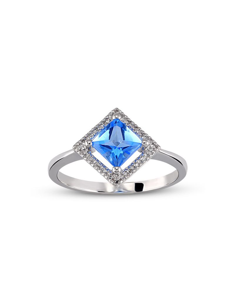 Inel cu blue topaz si diamante de 0.64ct